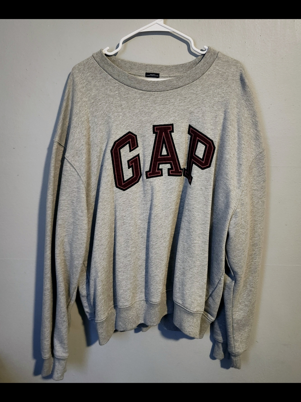 GAP Grey Crewneck Sweatshirt with Maroon Logo